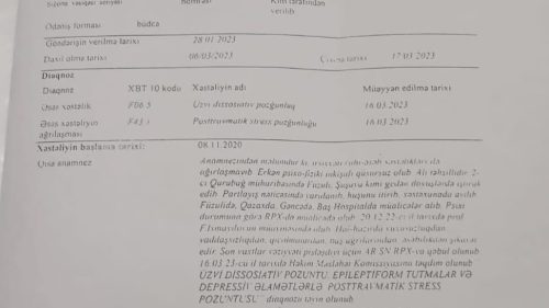 Ağır diaqnozlu Vüqar Fərzəliyevin təyinatı: Xaçmaz susur