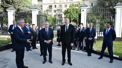 İlham Əliyev və Şavkat Mirziyoyev Özbəkistan səfirliyinin yeni binasının açılışında